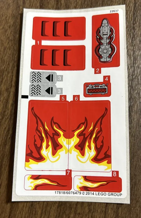 LEGO sticker sheet only for set 70727 X-1 Ninja Charger, NEW 17818/6076479
