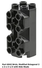 Lego 1x 6042 Black Modified Brick 2 x2x3 1/3 w/Side Studs 6175 6190 6135 2162