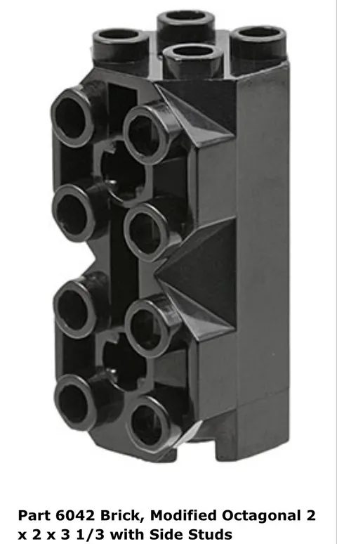 Lego 1x 6042 Black Modified Brick 2 x2x3 1/3 w/Side Studs 6175 6190 6135 2162