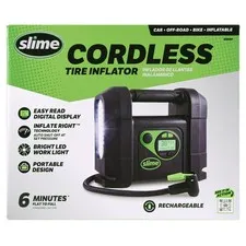 Slime 40080 Cordless Tire Inflator Rugged Portable Air Compressor Pump Auto