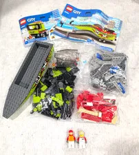 Lego City Harbor Set 60254 Race Boat Transporter Missing 1 Sticker No Box