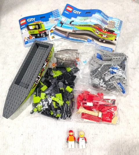 Lego City Harbor Set 60254 Race Boat Transporter Missing 1 Sticker No Box