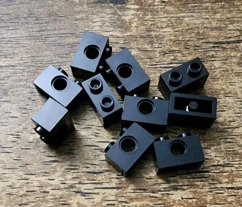 LEGO Black Technic, Brick 1 x 2 with Hole. QTY 10. Part No. 3700.