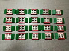 20 x Vintage Lego Window Frame Pane And Shutter Red White Green 3853 3856 3854