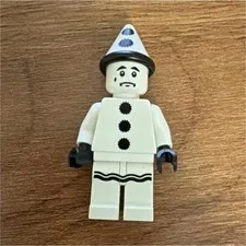 LEGO Sad White Mime Clown Figure/ Series 10 /Pierrot w/ White Cone Hat Figure 