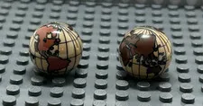 Lego 61287pb001 Sphere with globe print 2x2 tan