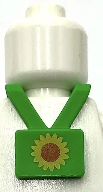 Lego New Bright Green Minifigure Neck Lanyard w/ Badge Yellow Sunflower Part