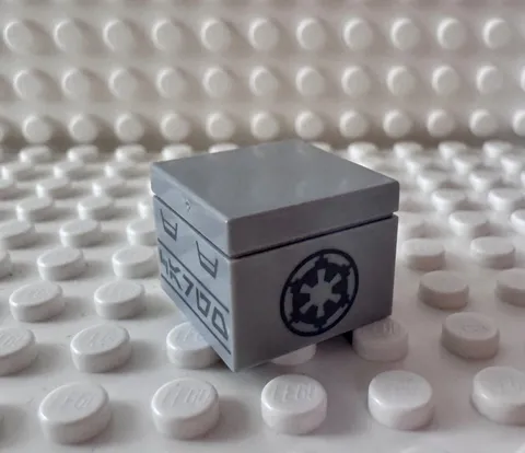 LEGO Container, Box 2 x 2 x 1 Dark Bluish Gray SW Imperial Logo 35700pb05