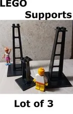 LEGO Train trestle Tressel Supports Highway Freeway Tall Black Lot of 3 Vintage