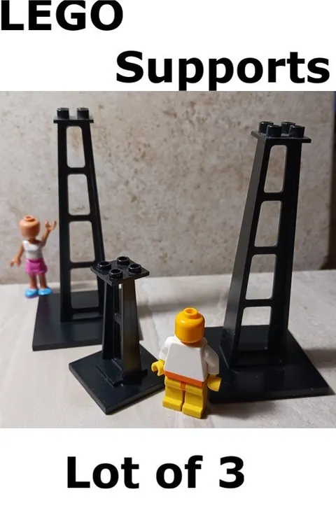 LEGO Train trestle Tressel Supports Highway Freeway Tall Black Lot of 3 Vintage