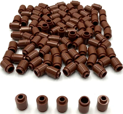 Lego 100 New Reddish Brown Bricks Building Blocks Round 1 x 1 Parts