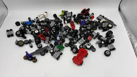 LEGO Vehicle Parts Lot 1lb 11oz Wheels Tires Cars Motorcycles Chassis Axles Bulk