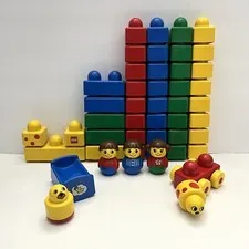 Vintage LEGO Duplo Primo Toddler Baby Blocks Boy Girl Bed Rattle Car 47 Pc Lot