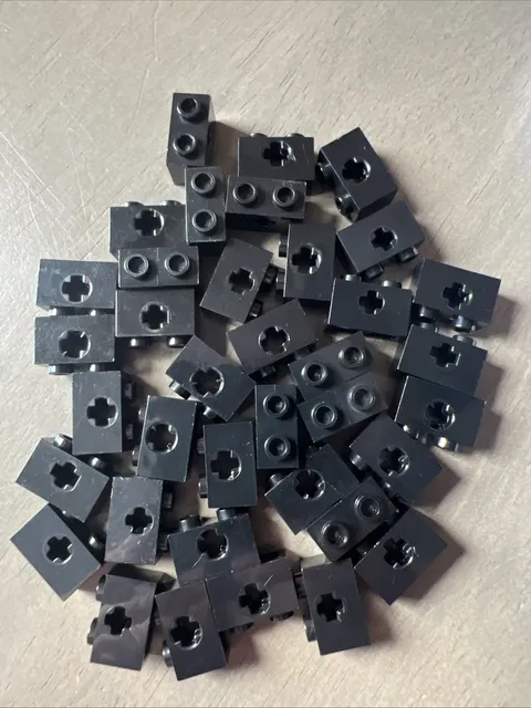 LEGO 32064 Black Technic, Brick 1 x 2 with Axle Hole 37 Pieces