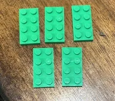 LEGO Parts Bright Green Flat Plate 2 x 4 #3020 Lot 5 2x4