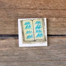 LEGO Homemaker White Tile 2 x 2 with Book, Open Pattern (Sticker) 3068pb2454