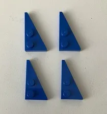 LEGO 4x NEW Pieces Plate 2x4 w/ Angle/Wedge Right, BLUE #65426