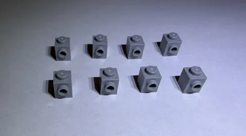 Lego Lot Of 8 Medium Stone Grey 1x1 Modified Bricks Brick W 1 Stud On Side New