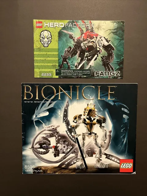 Lego Bionicle Instruction Book Lot 8596 Takanuva + 8593 Makuta 2233 Fangs Hero