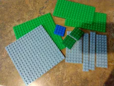 Random Sizes Mixed Lego Plates Green Grey Blue Two ara 16X16 rest are smaller