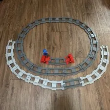 LEGO Duplo Train Track Lot 20 Curved 4 Straight 2 Stops + Figure Mixed Grey
