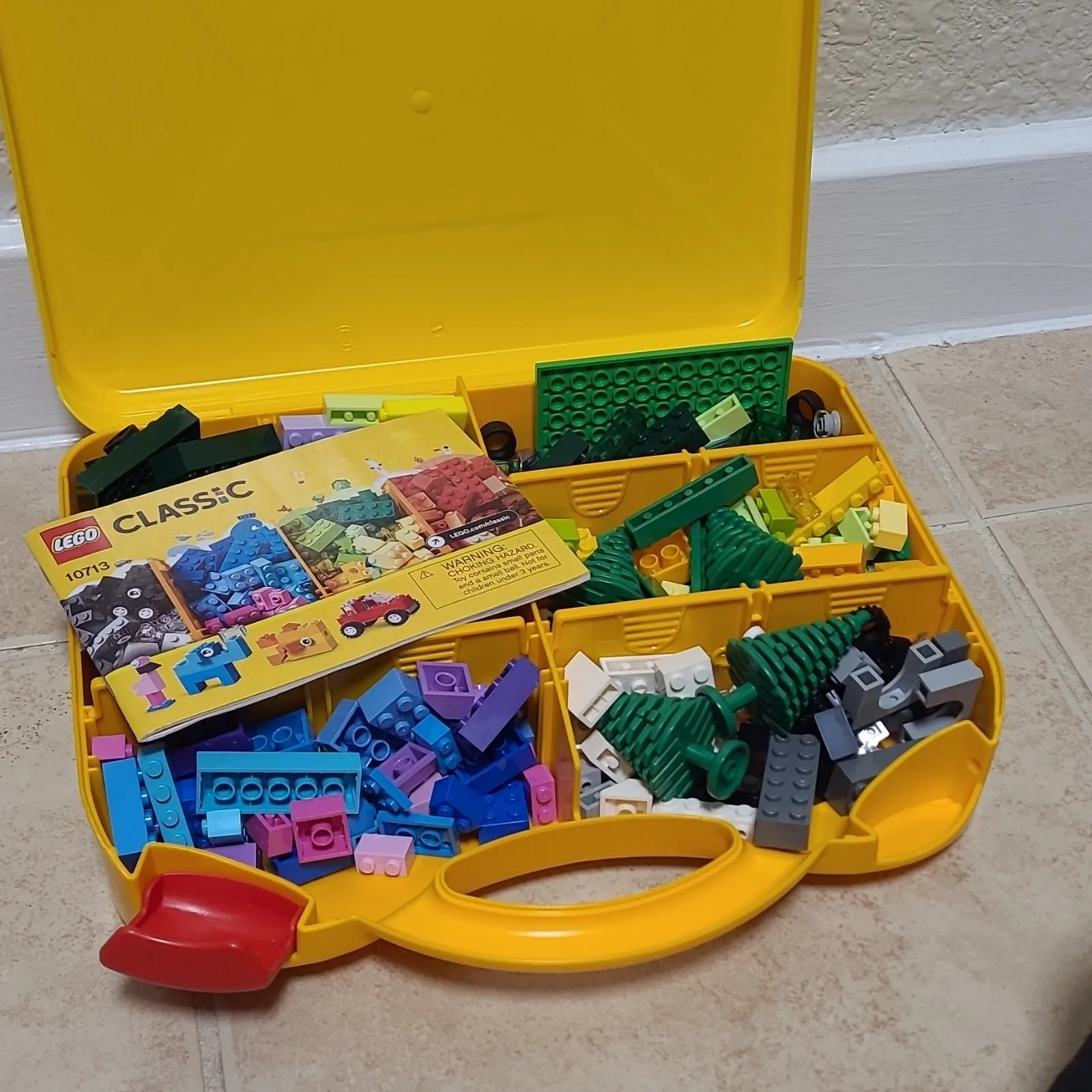 LEGO Yellow Plastic Carrying Case w/ Handle, 6 Compartments Storage (10713)