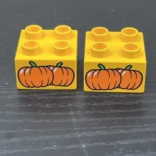 LEGO DUPLO Yellow Pumpkin Bricks Halloween Fall 2x2 Lot of 2 Genuine Parts