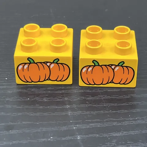 LEGO DUPLO Yellow Pumpkin Bricks Halloween Fall 2x2 Lot of 2 Genuine Parts