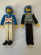 Vintage Lego Lot of 2 Technic Racing & Police Figures 3 1/2" Tall