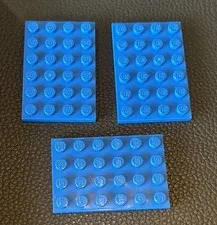 LEGO Parts 3032 Lot 3 Pieces Flat Plate 4x6 Blue
