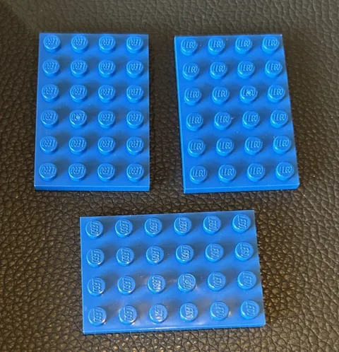 LEGO Parts 3032 Lot 3 Pieces Flat Plate 4x6 Blue