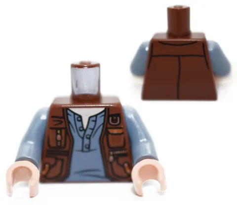 LEGO Minifigure Torso Brown Vest Sand Blue Shirt leather Owen Grady 6223306