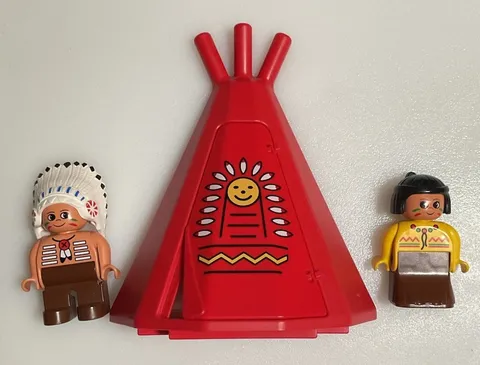 Vintage Lego Duplo Teepee and Indian Chief Mini Figures 2438 Big Western