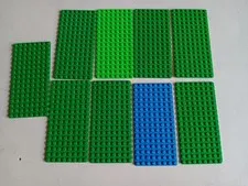LEGO LOT OF 9 THIN FLAT BASE PLATES 8X16 DOT  #3865 5" x 2 1/2" GREEN BLUE