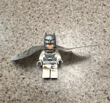 LEGO Batman Minifigure Figure w/ Gray Cowl, White Suit & Cape, Plastic, 5+