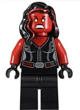 LEGO She Hulk Red Minifigure w/ Long Black Hair Black Outfit Plastic