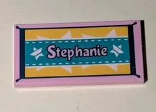 Lego Bright Pink 2x4 Tile With Stephanie Beach Towel Pattern Part # 87079pb0601