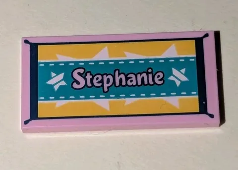 Lego Bright Pink 2x4 Tile With Stephanie Beach Towel Pattern Part # 87079pb0601