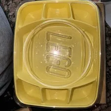 Lego Sorting Bin Tray w/ Clear Lid Yellow 7 Compartment Storage Box 
