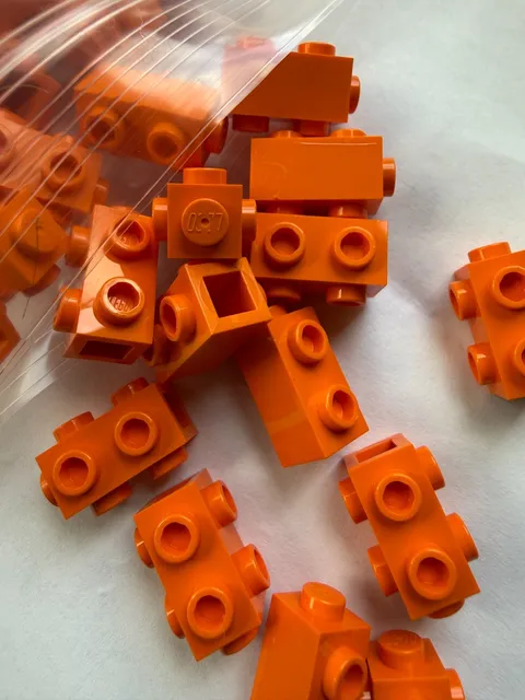 LEGO- NEW-#7729-ORANGE-BRICK 1 X 1 X 1 2/3/ STUDS 3 SIDES-5 PIECES