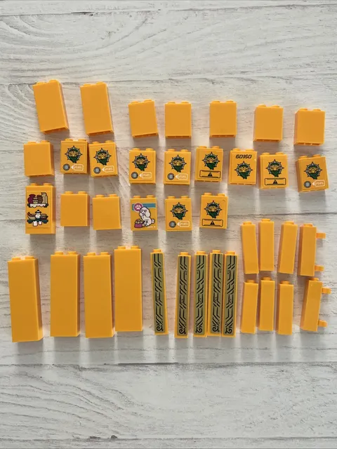 LEGO BRIGHT LIGHT ORANGE LOT 39 PCS 1X2X5 1X2X2 1X1 COLUMN PILLAR VARIETY