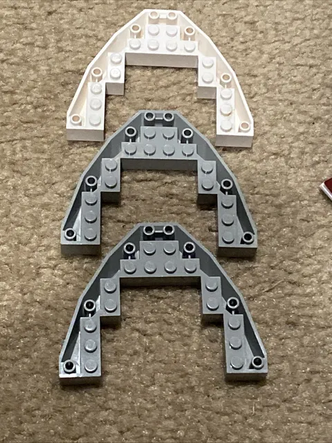 LEGO Boat Hull 2622  Lot of 3 Boat Base Bow Brick Wedge 8x10 Open Old Light Gray