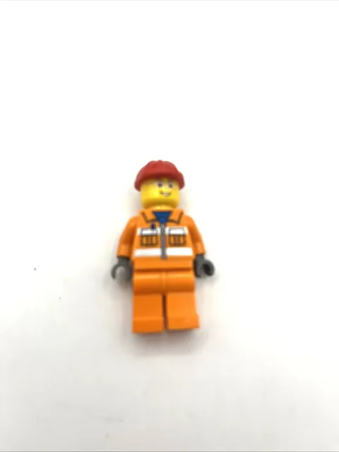 Lego Minifigure TOWN CITY HARBOR cty0246 Construction Worker - Orange Zipper