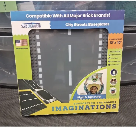 Slab Dream Lab City Streets Baseplate 10x10 4 Pack Set LEGO Compatible NIB