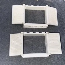 LEGO Vintage Pair 2x White Windows With 1x2x3 Shutter Shutters Lot