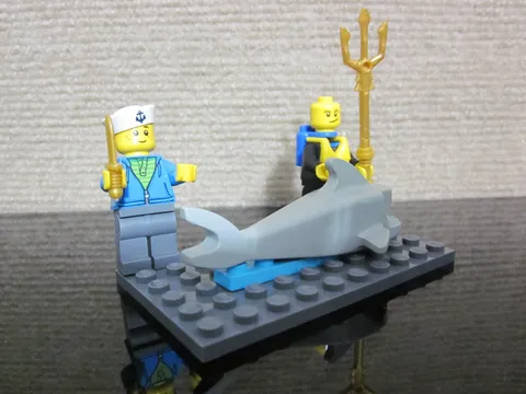 Lego Minifigures Mini Figures Navy Soldier Diver and Shark Knife and Trident