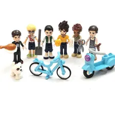 LEGO FRIENDS 6 Boy Mini Doll Male Figure Lot w/ Fun Accessories Scooter Bicycle