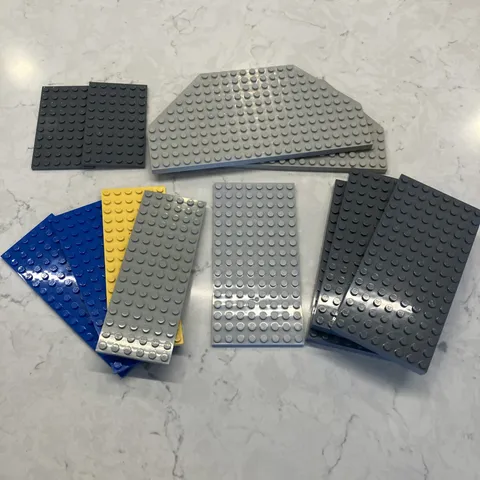 LEGO Baseplate Base Plates Thin x15 Yellow Green Blue Tan SET LOT of 15