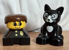 Vintage LEGO DUPLO Police Officer Figure Black Cat Animal Lot Replacement