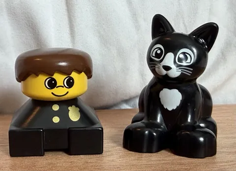 Vintage LEGO DUPLO Police Officer Figure Black Cat Animal Lot Replacement